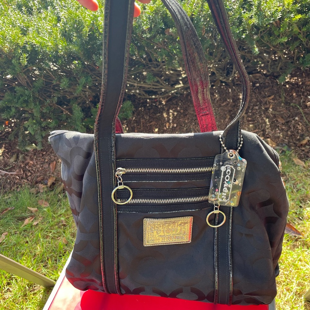 Black Poppy Coach tote bag